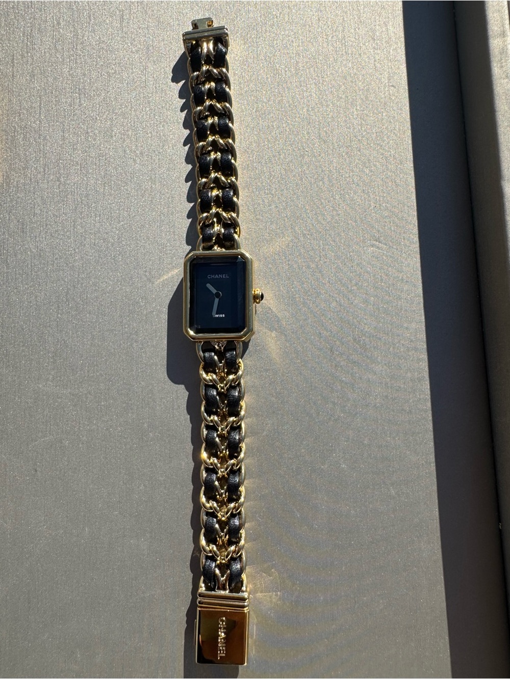 CHANEL Gold and Black Chain-Link Women's Watch